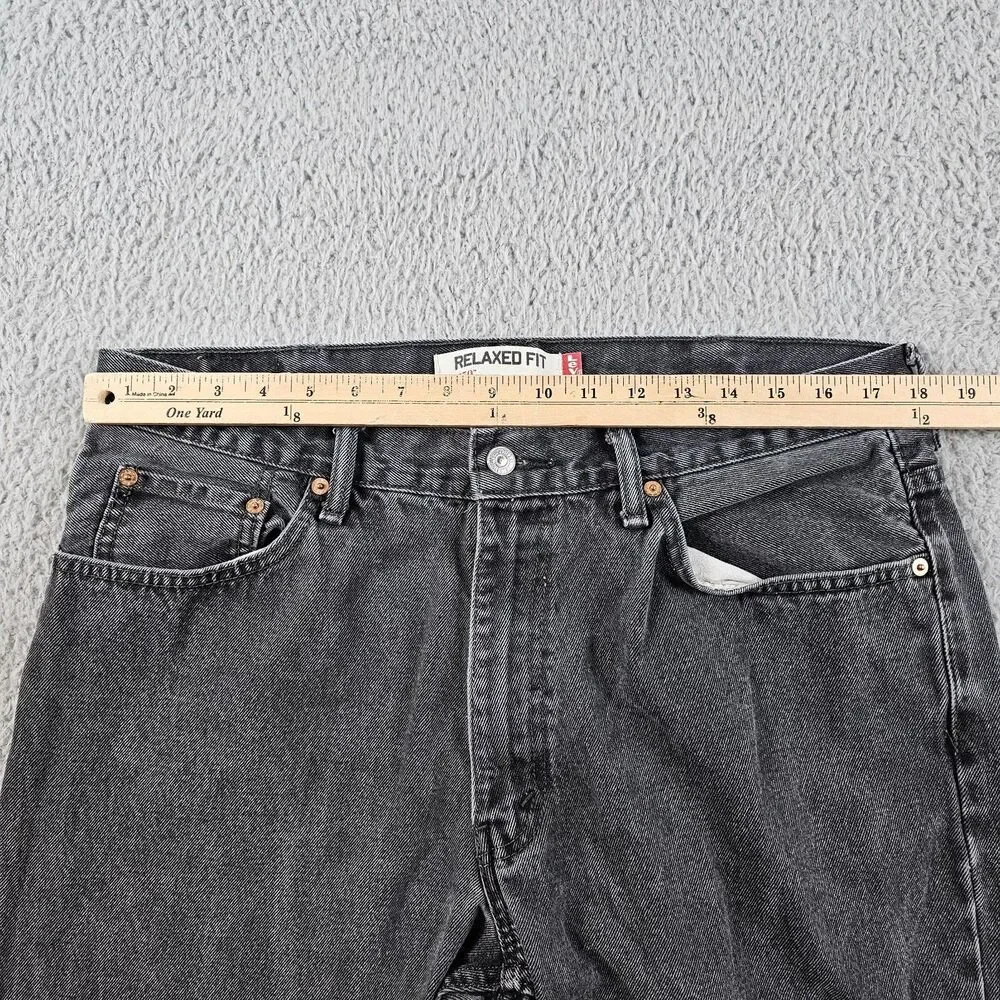 Levis 550 Jeans Mens 36x27* Black Distressed Relaxed Tapered Baggy Y2K Biker